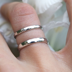 Dainty Hammered Stacking Bands - .925 Sterling Silver - Choose Your Polish / Finish - Perfect Stacking Bands for Our Cremation Ash Rings