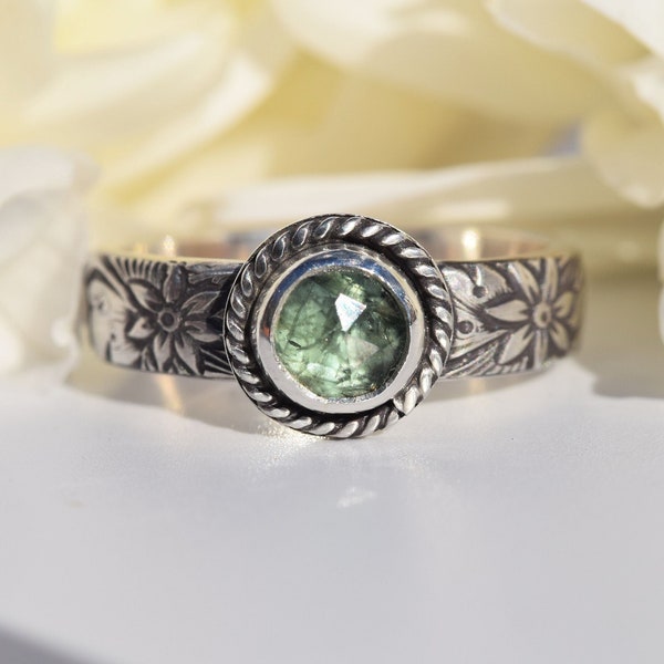 The Lily Cremation Ash Ring - Choose ANY Stone! - Antique Floral Sterling Silver Band w/ Gemstone Urn Setting To Hold Cremains, Fur, or Hair