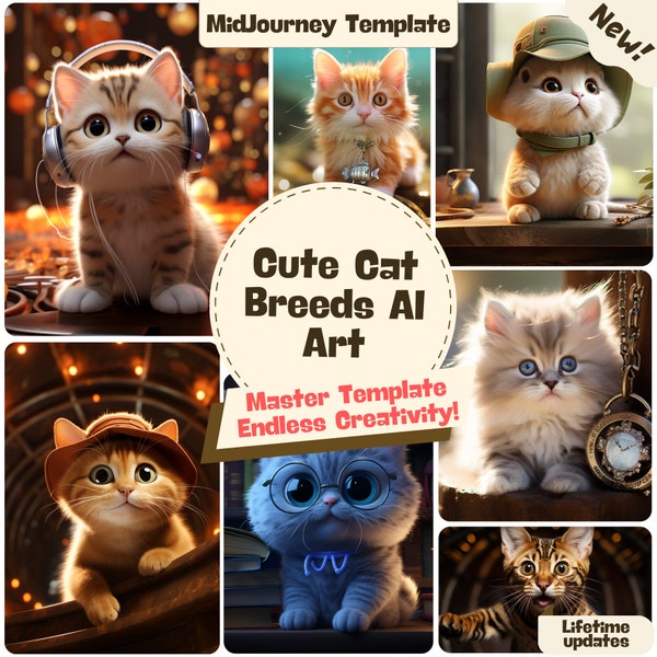 MidJourney Fun Cat Art Prompts| AI-Powered Cat Breeds for Feline Lovers of All Ages!