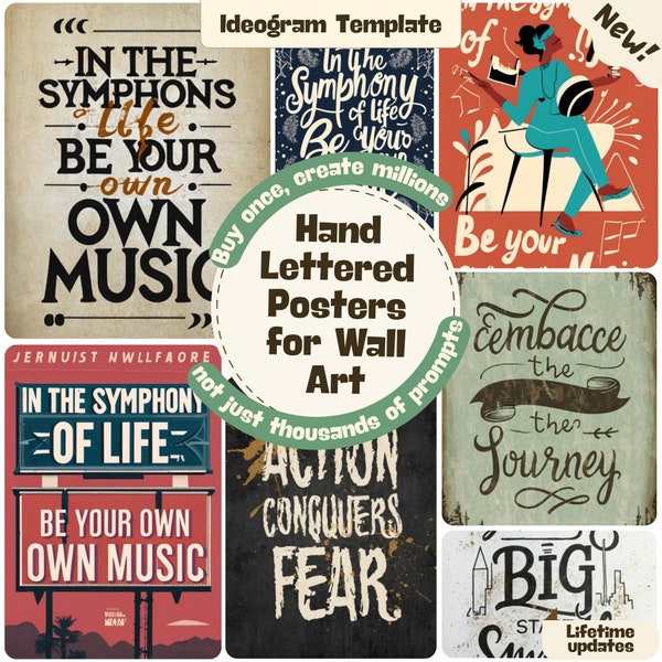 Ideogram Prompts: Inspirational AI Hand-Lettered Posters & Art Prints!