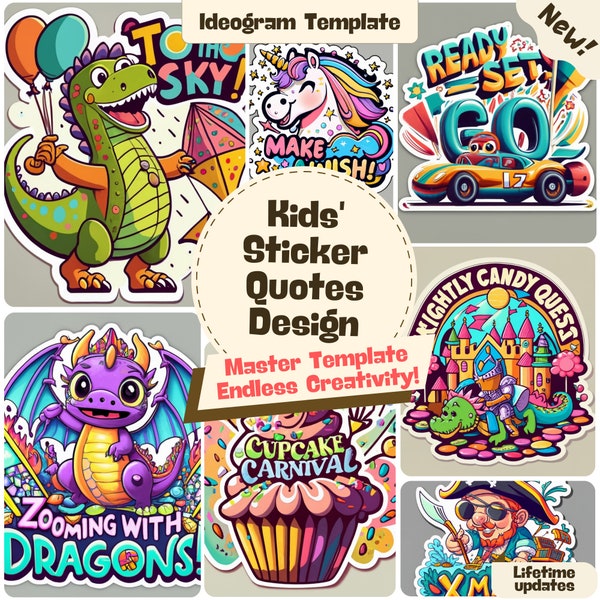 MidJourney Prompts.... or Ideogram Kids' Sticker Prompts with Quotes! AI Magic Pal for DIY Stickers & Clipart Fun!