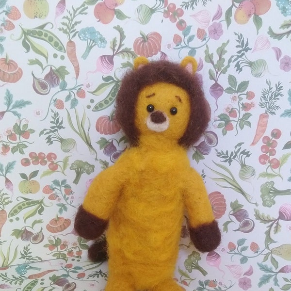 Lion Laine feutrée cardée peluche décoration enfants jouets