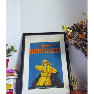 Cartel vintage italiano, cartel de papel Moto Guzzi