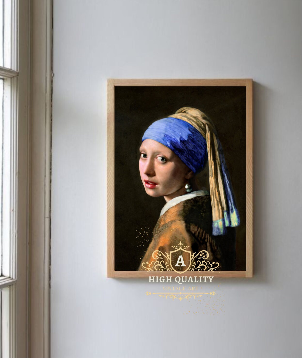 Girl With a Pearl Earring , Johannes Vermeer 1665-1666 , Print and