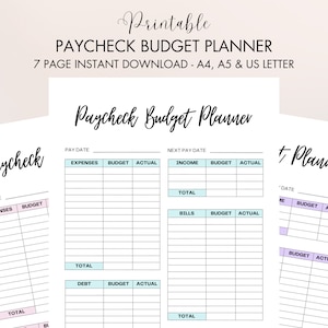 Paycheck Budget Planner, Paycheck Budget Template Printable, Budget Planner, Budget Planner Printable, Budget Planner Digital Download