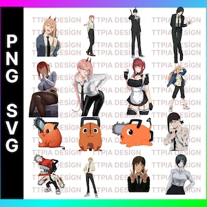 Anime Chainsaw Man 3D Holo Stickers Pochita Denji Makima Power