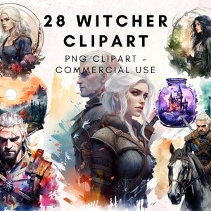 Watercolour Witcher Clipart Bundle, Potion Clipart, Magical Witch Clipart, Witches Clipart, Watercolor Clipart, Fantasy Wizard Clipart