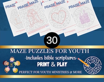 Easter Maze Puzzles with Scriptures | Children's Bible Study Activity Sheets | Youth Ministry Supplies | Printable Game Worksheets