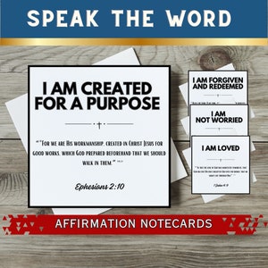 28 Tarjetas de AFIRMACIÓN con las Sagradas Escrituras / Di la Palabra / Regalo de declaración motivacional cristiana bíblica / Afirmaciones positivas / Alivio de la ansiedad