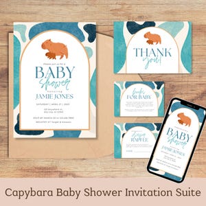 Capybara Baby Shower Invitation Suite