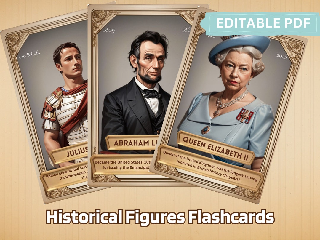 Historical Figures Flashcards Educational Flashcards Printable Etsy