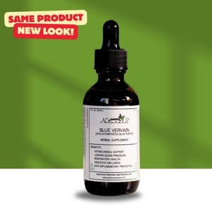 May include: A glass bottle of blue vervain herbal supplement with a white label that reads "Jamrock Naturals Blue Vervain (Stachytarpheta/ Blue Porter) Herbal Supplement". The label also lists the benefits of the supplement, including antimicrobial support, lowers blood pressure, respiratory health, digestive wellness, and anti-inflammatory properties.