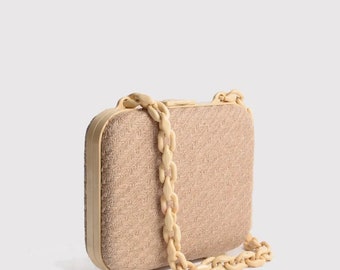 Straw Women's Jute Straw Chain Box Bag