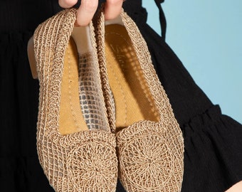 Straw Shoes Straw Summer Flats Wicker Shoes Wicker Summer Flats Handmade Shoes Handmade Flats
