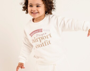 Kids personalised embroidered 'Airport Outfit' holiday sweatshirt