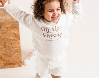 Child's 'Oh Hey Vaycay' embroidered mini me matching holiday sweatshirt