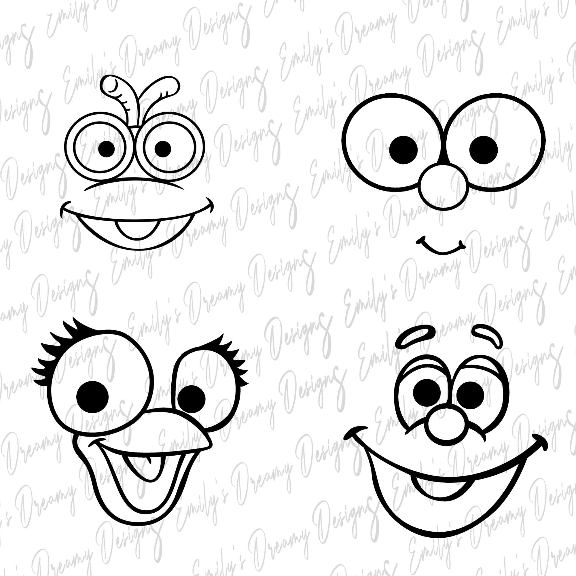 Muppet Baby Faces and Face Outlines SVG PNG Full Bundle Muppet - Etsy