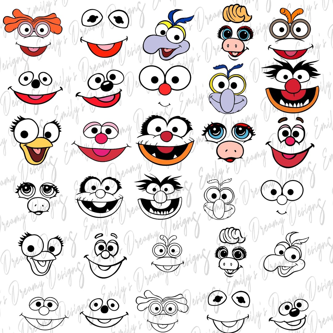 Muppet Baby Faces and Face Outlines SVG PNG Full Bundle Muppet - Etsy