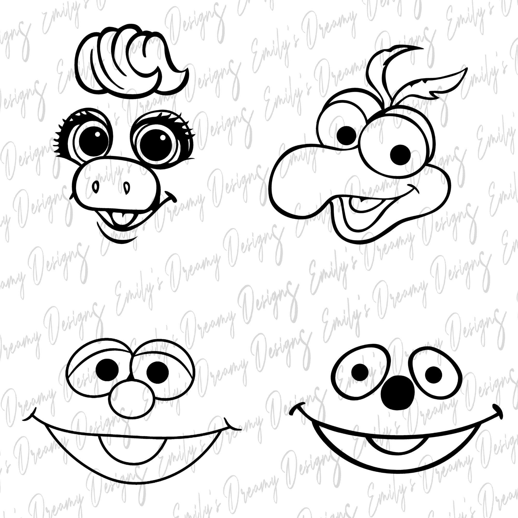Muppet Baby Faces and Face Outlines SVG PNG Full Bundle Muppet - Etsy ...