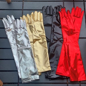 Elegant Black PU Leather Long Gloves for Women – 21&quot; Evening Opera Gloves for Cosplay, Wedding & Formal Outfits