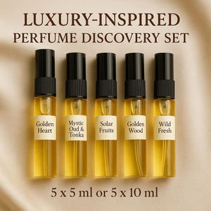 Luxury Niche Perfume Discovery Set: 5ml or 10ml Travel Samples, Refillable with Glass Atomizer