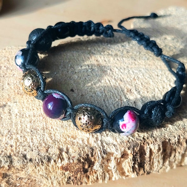 Shamballa bracelet with natural gemstones unique design handmade adjustable bracelet macrame protective amulet ideal gift for her for him