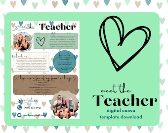 EDITABLE: "Mint" to be- Meet The Teacher Canva Template (Instant Download)