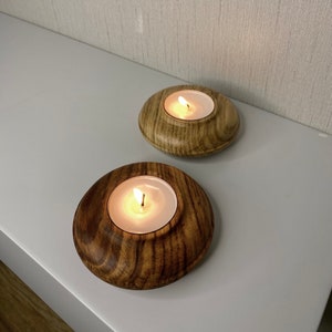 Tea Light Holder  Wood | Chestnut Wood Tealight Candle Holders  Set of 3 | Big Tea Light Candles Holder
