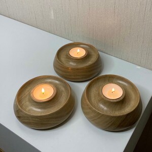 Tea Light Holder  Wood | Walnut Wood Tealight Candle Holders  Set of 3 | Big Tea Light Candles Holder