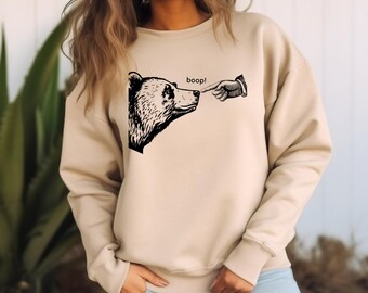 Boop the bear sweatshirt, Funny Bear Sweatshirt, National Park Gift, Gift for Hiker, Grizzly Bear Sweatshirt