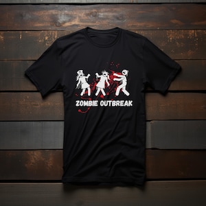 Zombie Outbreak T-Shirt 100% Cotton, Unisex Black Shirt, Halloween Shirt, Men&#39;s And Woman&#39;s Gift, Halloween Horror Shirt, Zombie Shirt