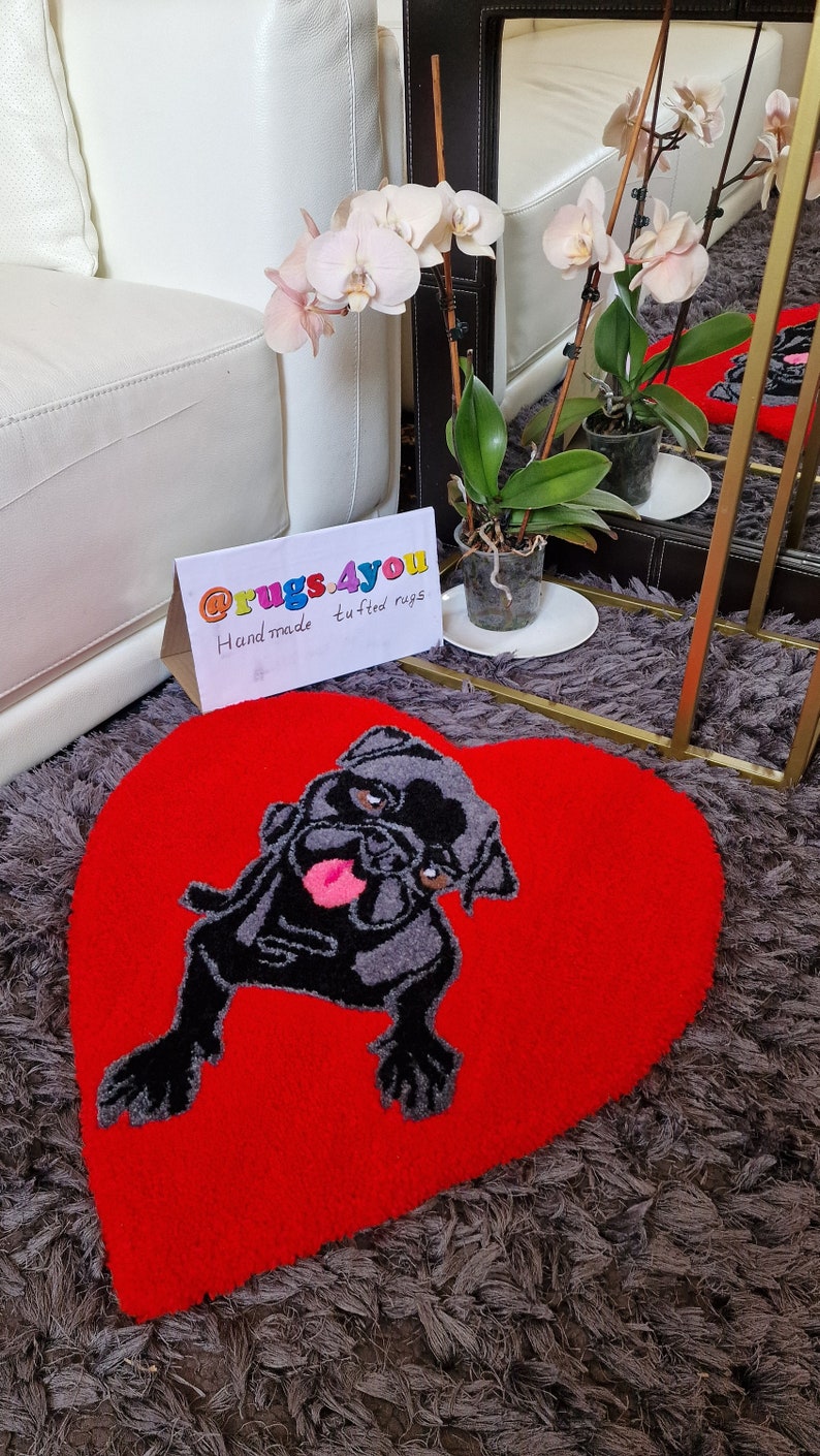 Handmade Tufting Rug Black Pug - Etsy
