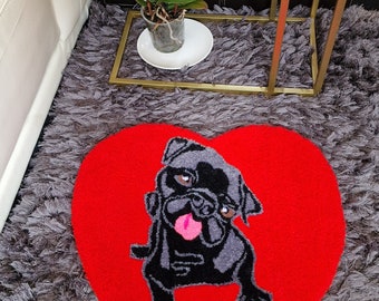Handmade tufting rug Black pug