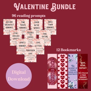 Valentin Reading Bundle -Romance TBR Prompt Cards for Booklover Gift Reading Challenge What to Read Next Romance TBR Jar Alternative