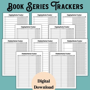 Series Tracker with Series and Book Ratings for Booklover Gift for Reading Journal TBR Gift for Bookworm Digital Download