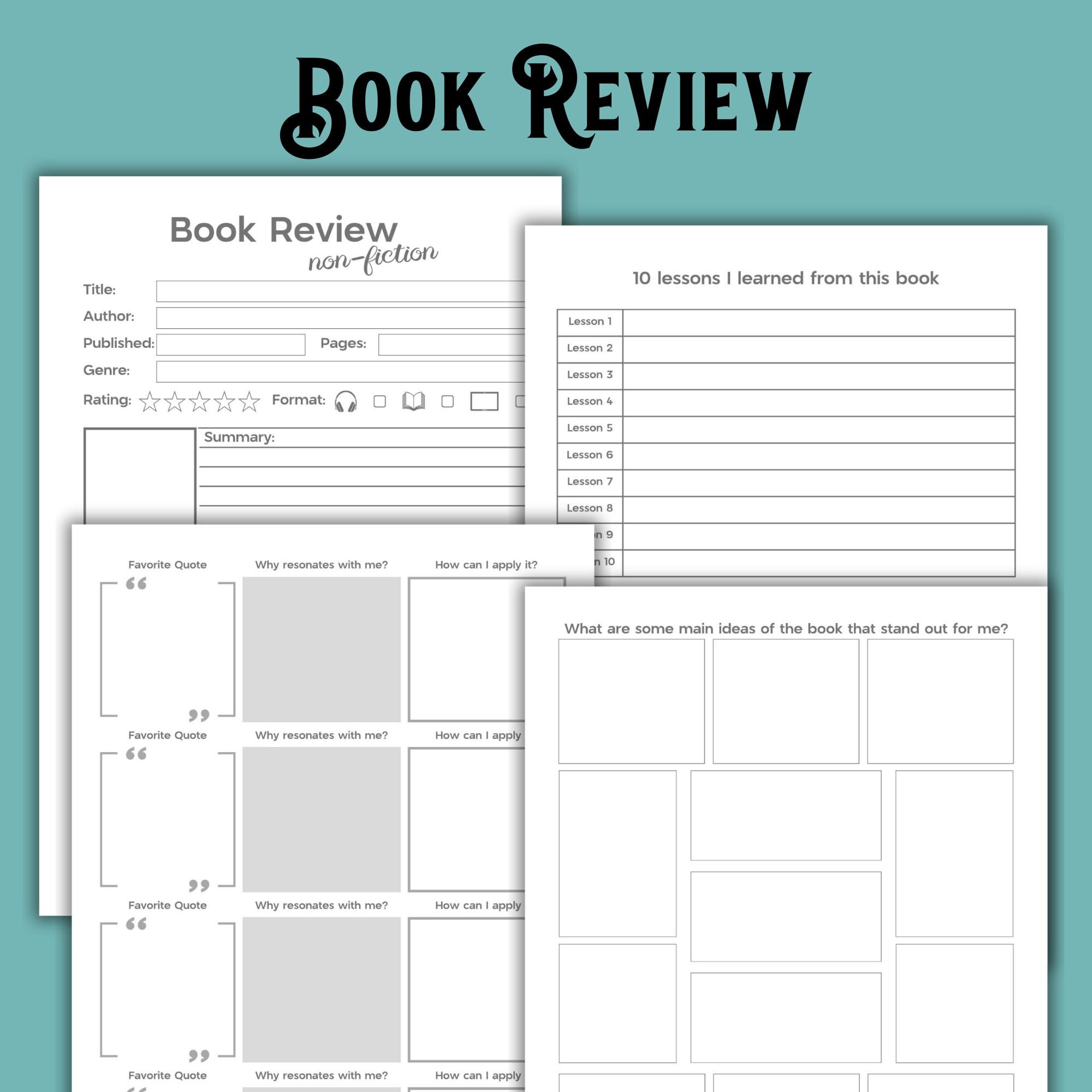 Book Review for Nonfiction - Digital Download | Book Journal | Reading ...