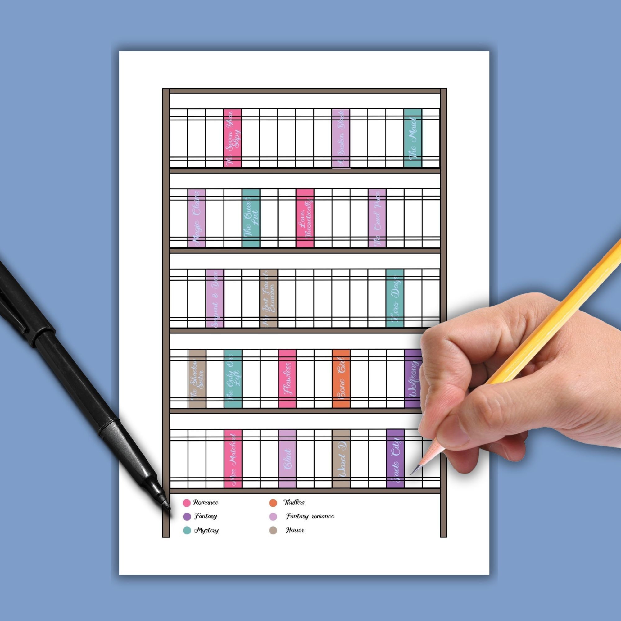 Bookshelf Tracker to Color Reading Journal Printable for Bookworm Gift ...