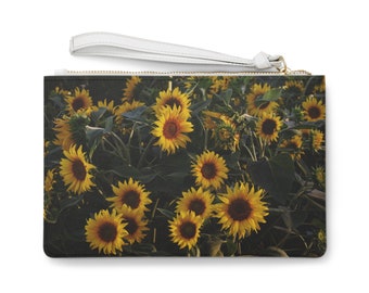 sunflower field clutch bag