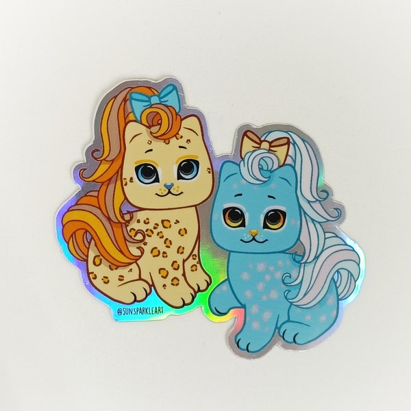 Leopard kitties Sticker - holographic