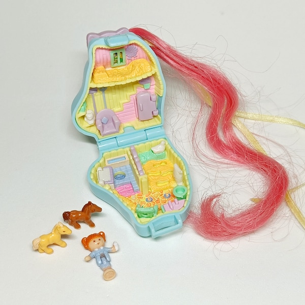 Pony Sisters parade Polly Pocket compact 1995 Bluebird toys vintage head horse incomplete missing comb and barette