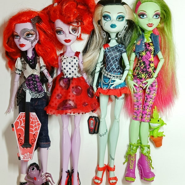 PICK Monster High dolls - Operetta Frankie Stein dot dead gorgeous i heart love fashion first wave signature longlegs pet guitar bag