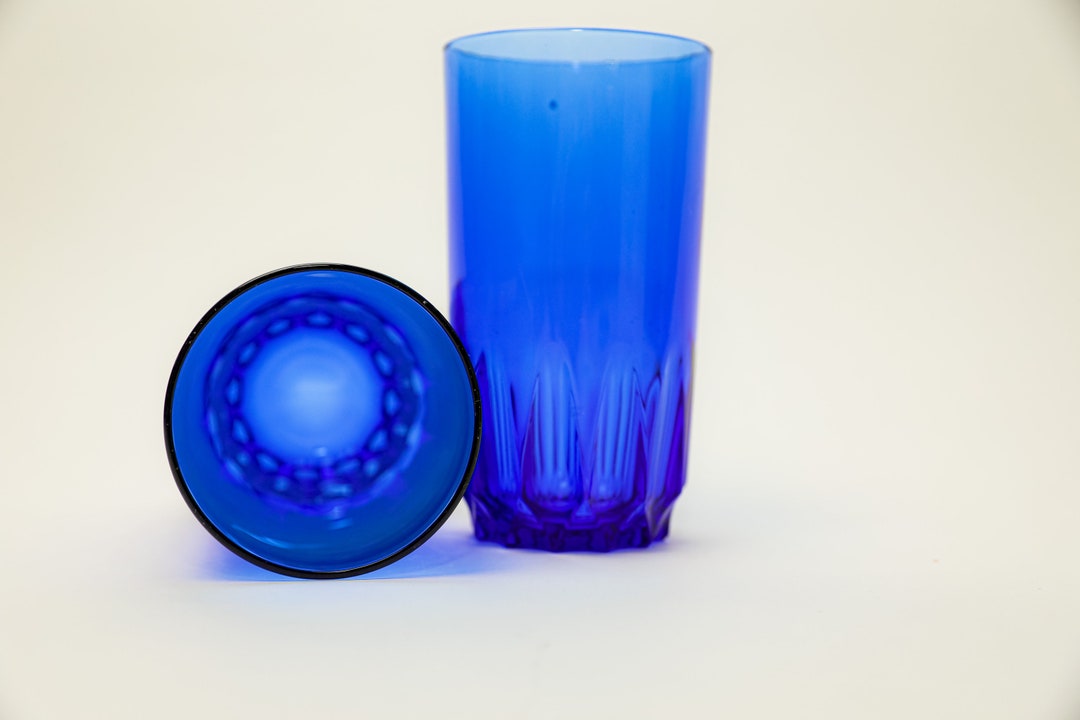 LUMINARC COBALT BLUE Glass Tumbler 12 Oz Glasses set of 2 Etsy