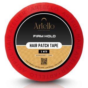 Artello® Firm Hold HAIR PATCH TAPE for Men, Double-Sided Transparent Poly Tape for Hair Wigs, Waterproof Adhesive (Red)