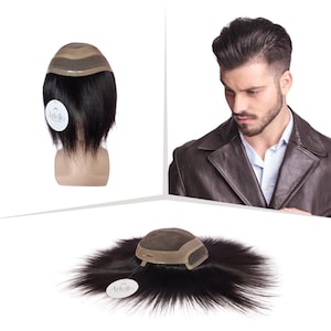 Artello® FRONT LACE Smart Hair System for Men, Smooth Frontline Hair Wig in 100% Natural Human Hair, 3D Premium Base