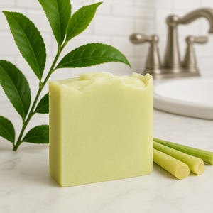 Natural Green Tea and Lemongrass Soap Bar | Handcrafted | Anniversary | Personalized Wedding Gift | Christmas Gift | Natural Cold Processed