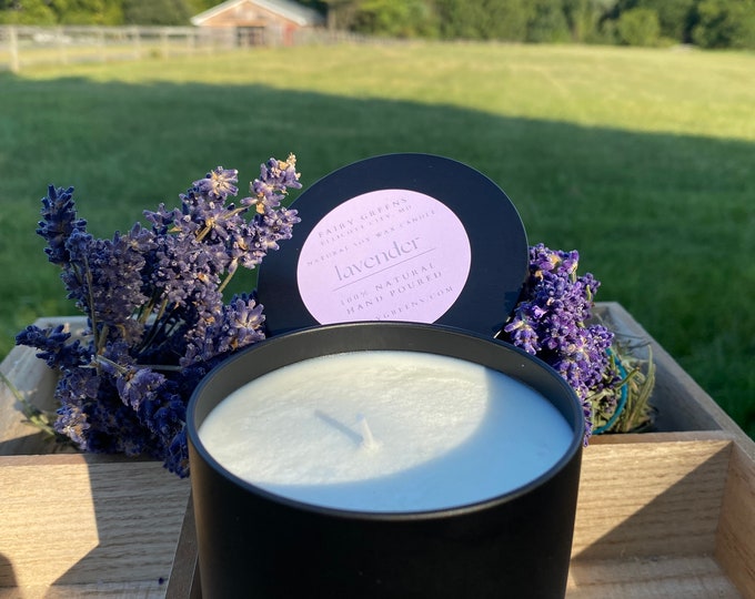 Lavender Candle | Handcrafted with Soy Wax and Lavender Oil | 8 oz | Anniversary | Personalized Wedding Gift | Christmas Gift