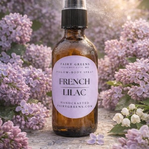French Lilac Pillow Spray – Handmade Floral Linen & Room Mist with Essential Oils | Farm Made Natural Home Fragrance | 2oz