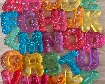 Neon Rainbow Chunky Resin Letters | Sensory Alphabet Resin Letters ...