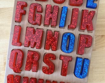 Montessori Chunky Resin Letters | Sensory Alphabet Resin Letters | Uppercase ABC | Learning Resources | Play Dough Letters