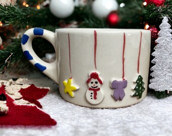 Festive Holiday Mug with 3D Snowman and Christmas Tree Design 200 ml